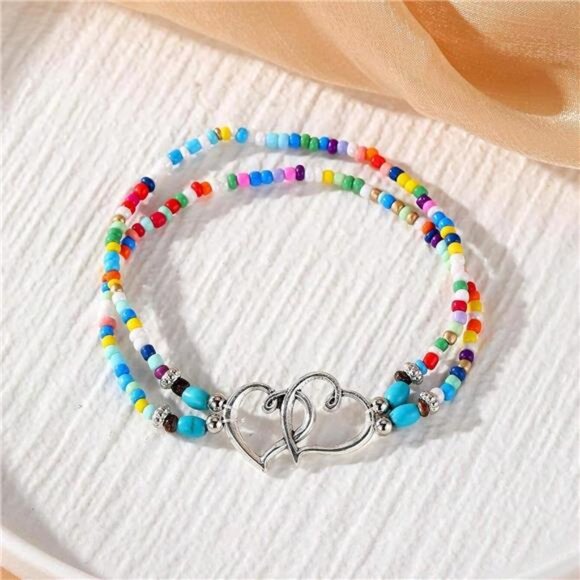 Shell Ankle Bracelet Set for Women, Gold Boho Bead Adjustable Anklet, Hawaiian - Picture 6 of 7